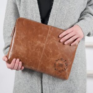 Leather laptop sleeve - Brown - 11 inch