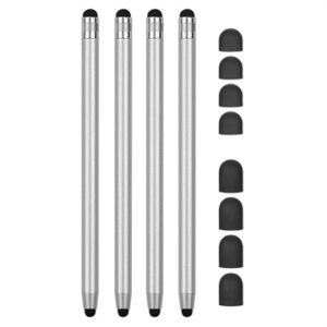 2-in-1 Universal Capacitive Stylus Pen - 4 Pcs. - Silver