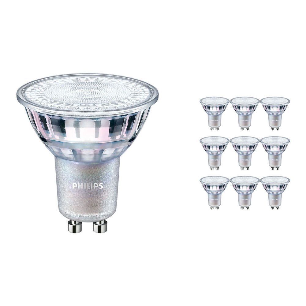 Multipack 10x Philips LEDspot MV Value GU10 3.7W 940 60D (MASTER) | Best Colour Rendering - Cool White - Dimmable - Replaces 35W