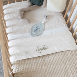 Bedstead blanket waffle fabric with name embroidery - Sand