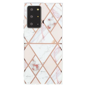 Marble Pattern IMD Samsung Galaxy Note20 Ultra TPU Case - White / Pink