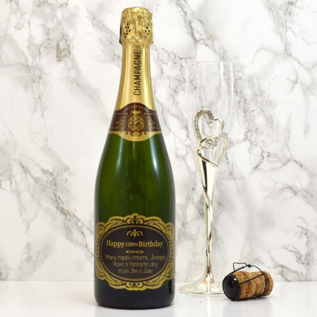 100th Birthday Champagne Gift With Customised Label